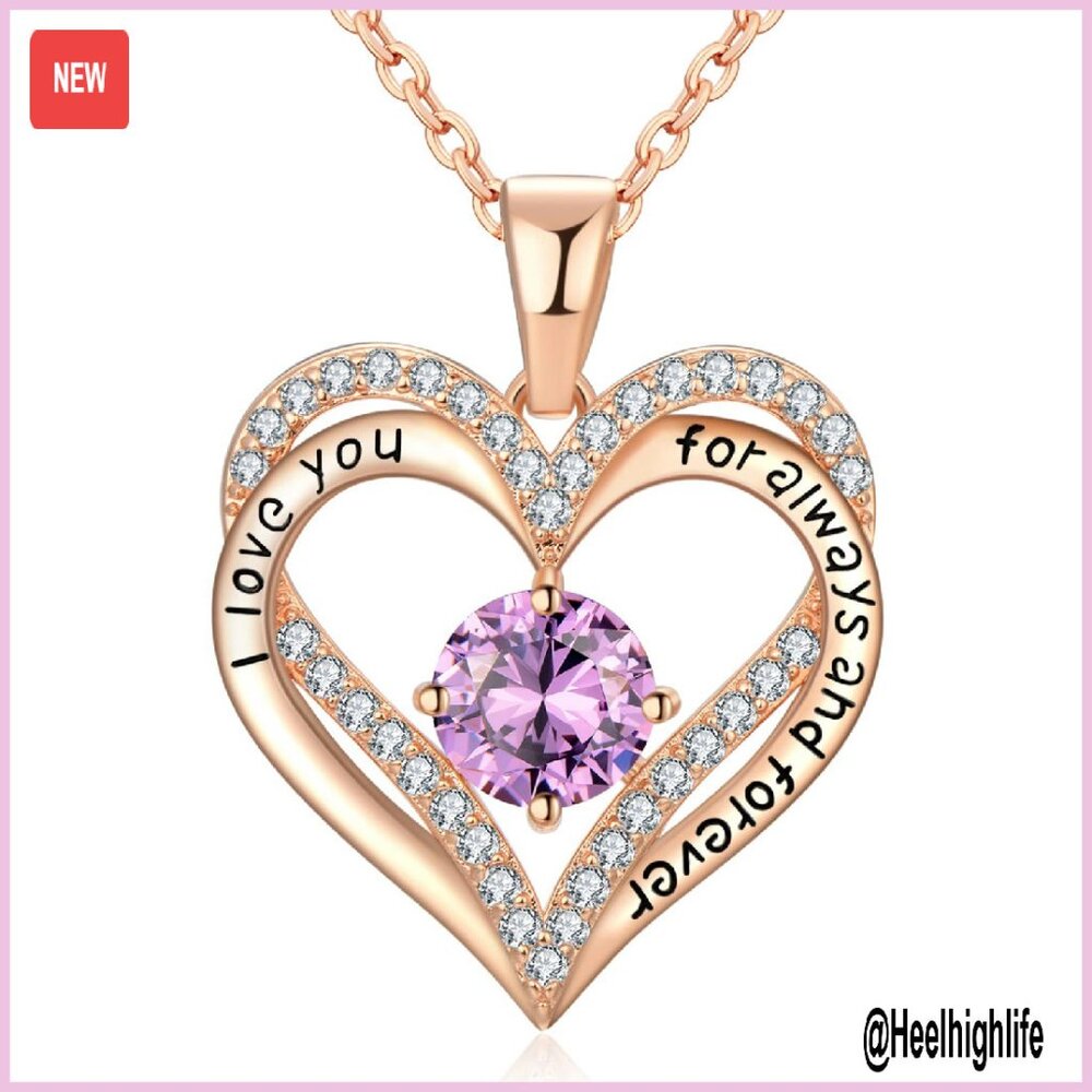 18k Rose Gold Heart Pendant Necklace With Cubic Zirconia 187 Chain